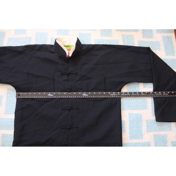 Shanghai Tang 8 Black Wool Silk-Lined Mandarin Collar Frog Button Jacket - Picture 8 of 9